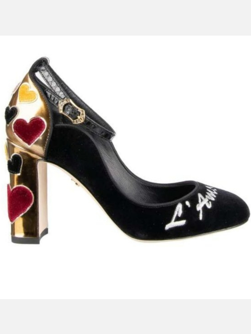 Mint Condition Dolce & Gabbana Velvet Ankle Strap Hearts Pumps VALLY L'Amore